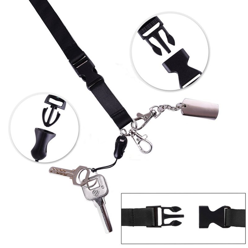 YOUOWO Lanyard with Badge Holder,Black Neck Strap Detachable Buckle Lanyard with Horizontal id Name Tag Card Holders Zipper Waterproof Resealable Clear Plastic Pack of 1 - Image 4